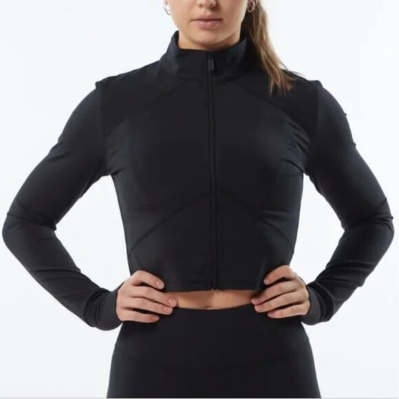 Alphalete Womens |M| Pulse Black Cropped LS Mock Neck Jacket - Picture 1 of 12